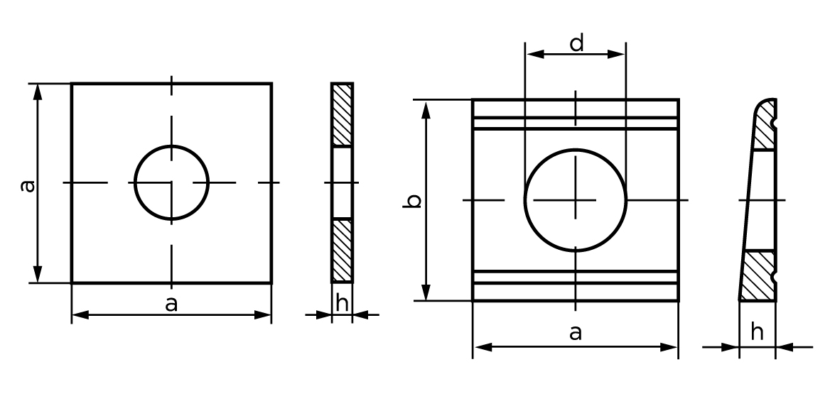 Skrå skive DIN 434 Stål ÜH 0 Ubehandlet Antal pr. kasse 100 stk